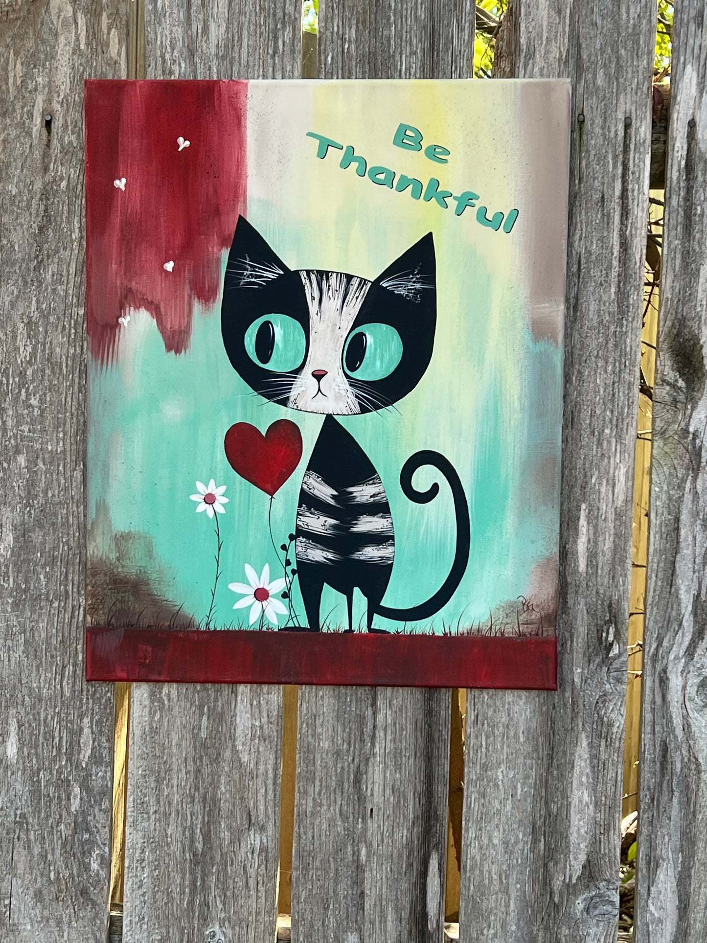 Thankful Cat Painting