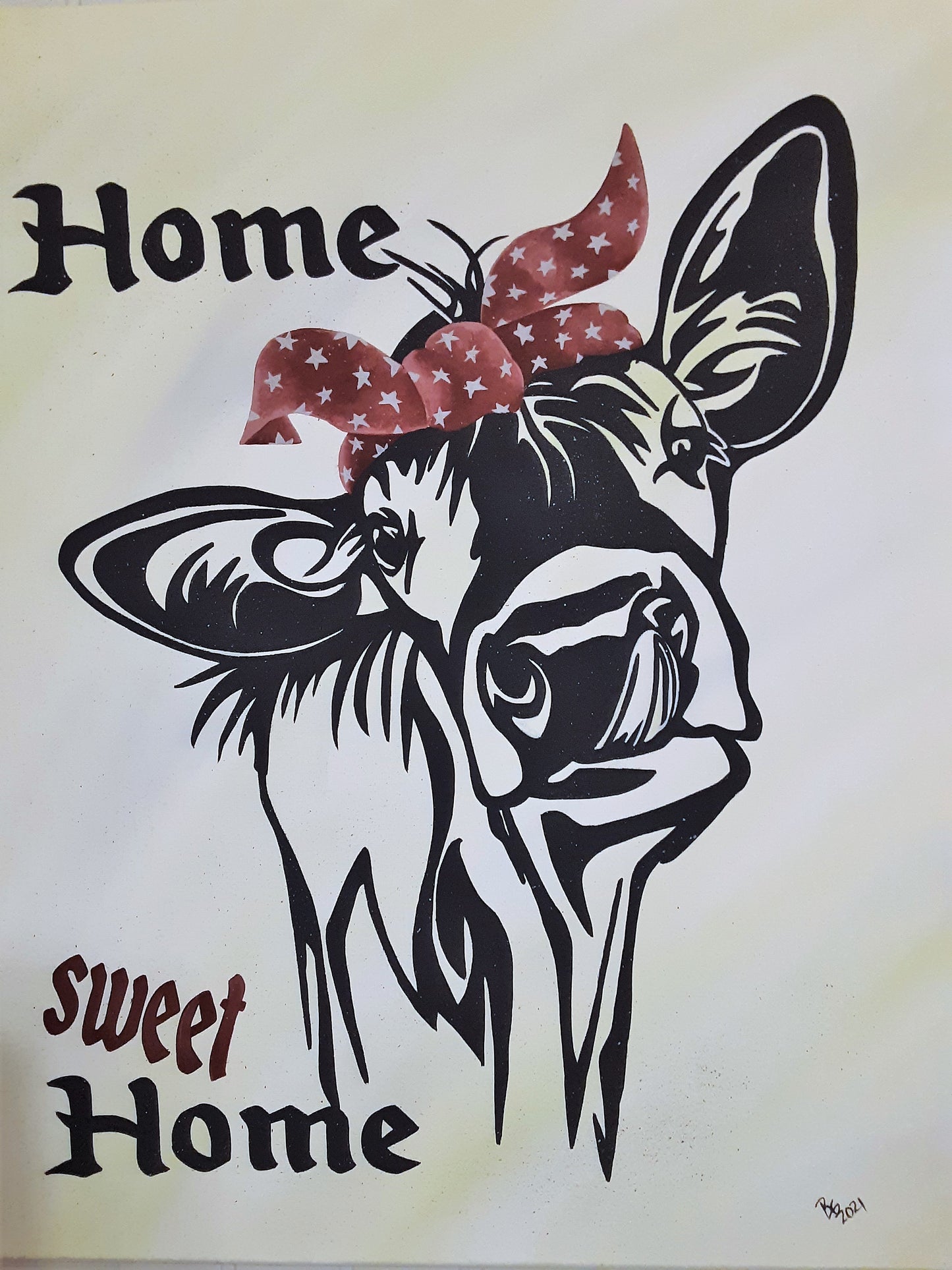 Home Sweet Home Cow Painting