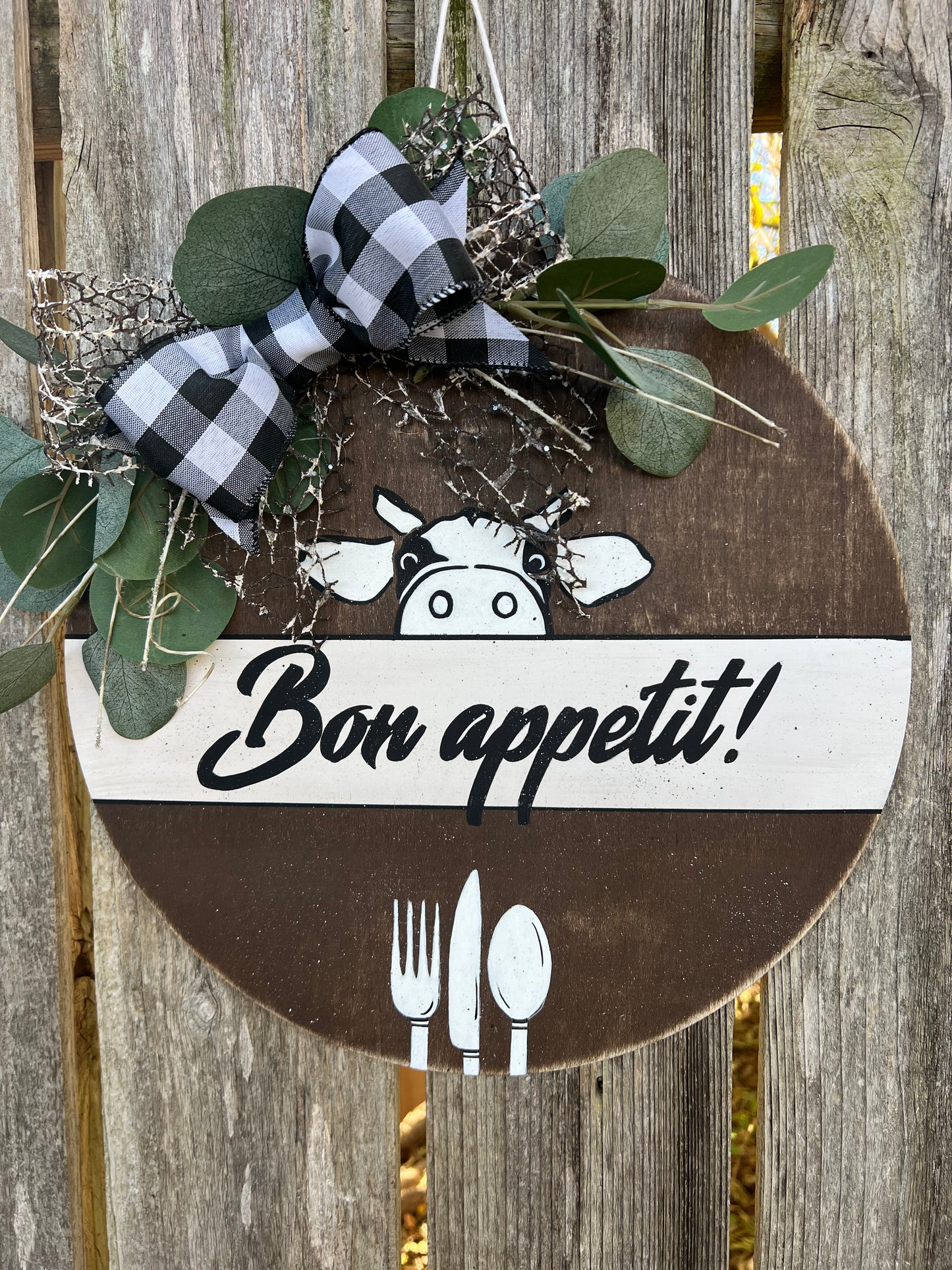Wood Door Wreath Bon appetit