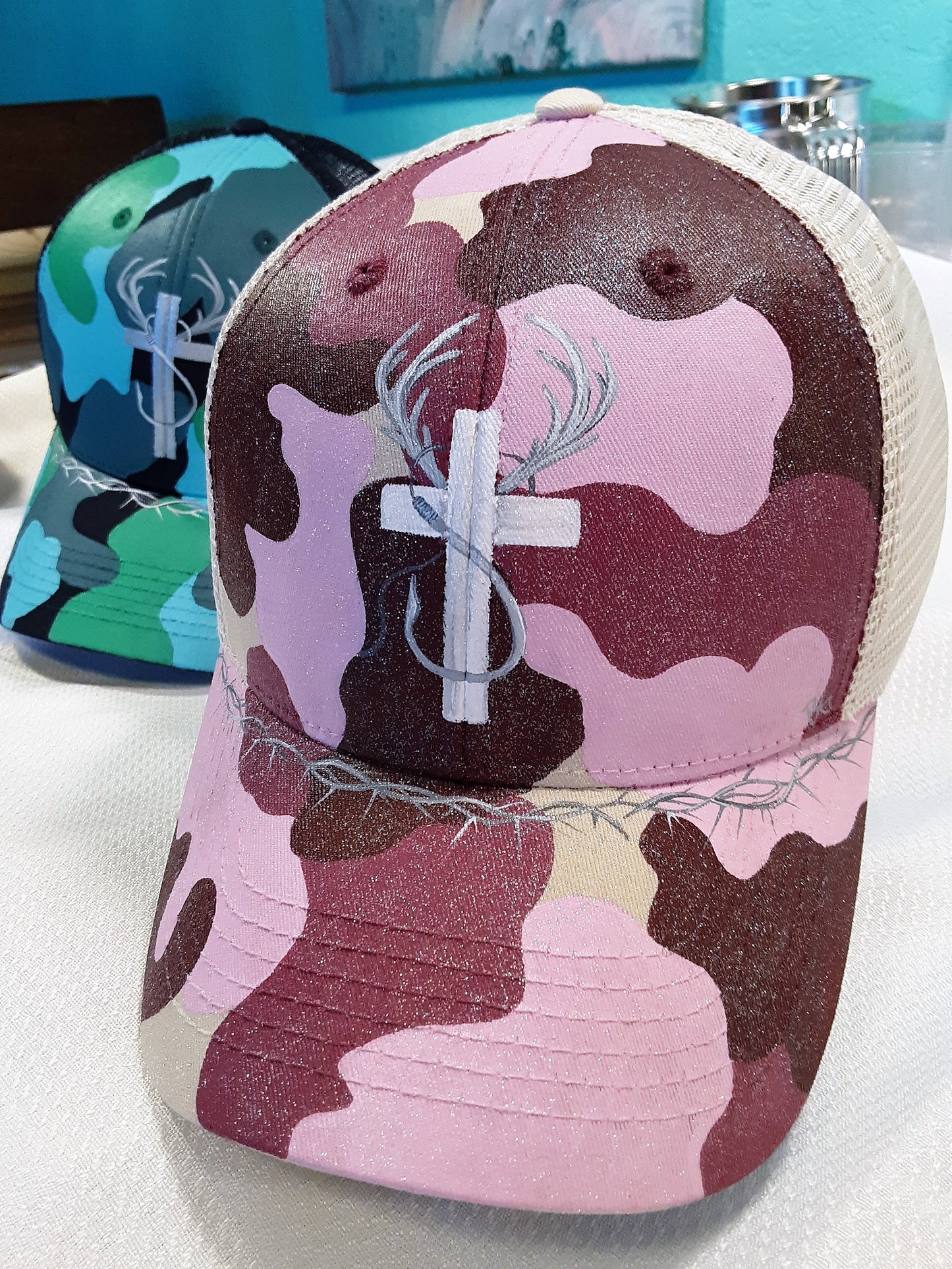 Camo Hunt Fish Pink Trucker Cap