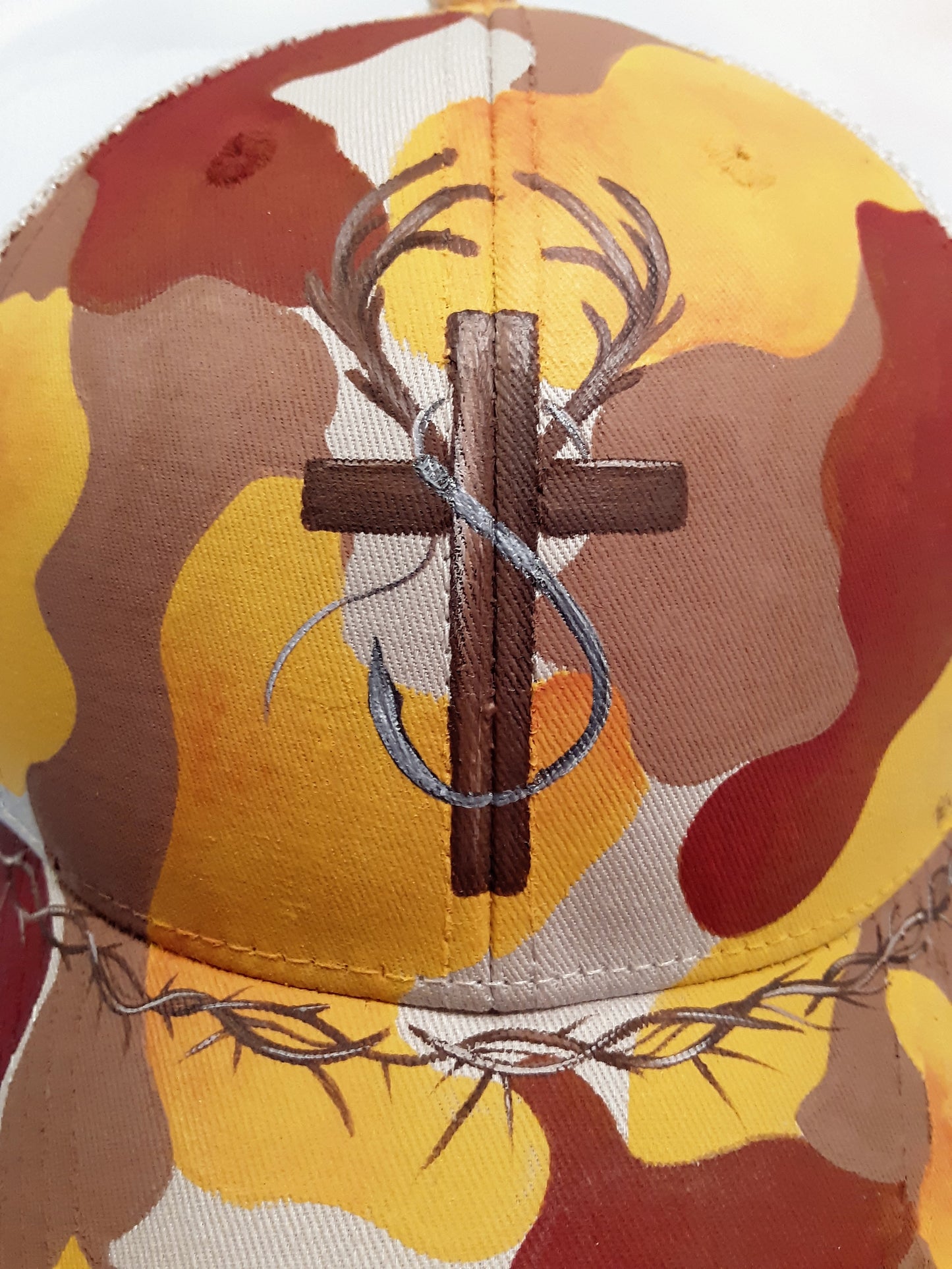 Camo Hunt Fish Rust Trucker Cap
