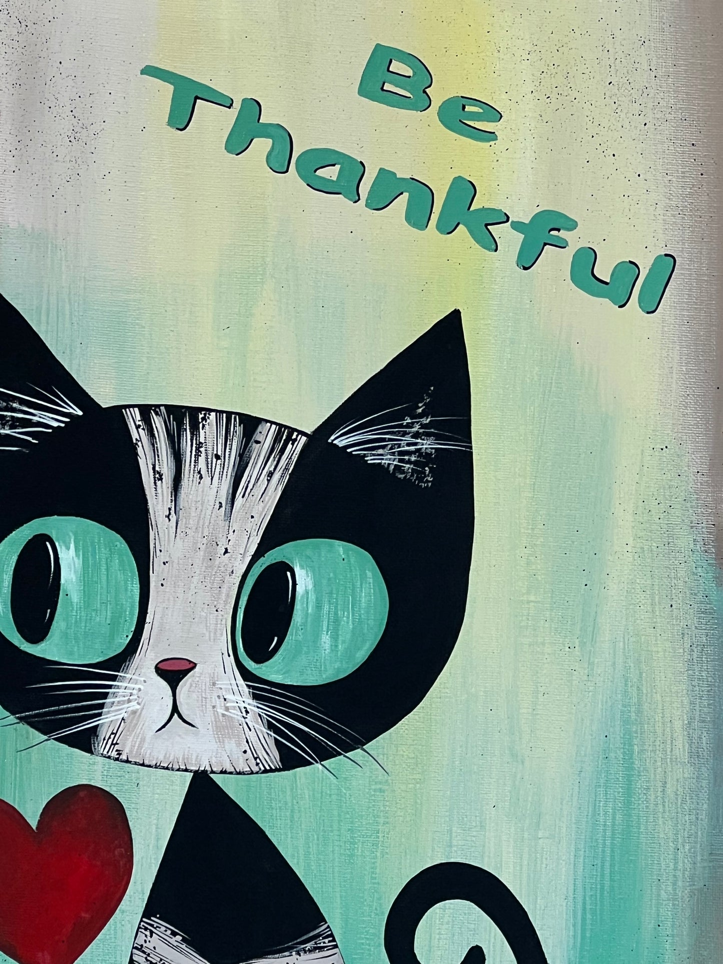 Thankful Cat Painting