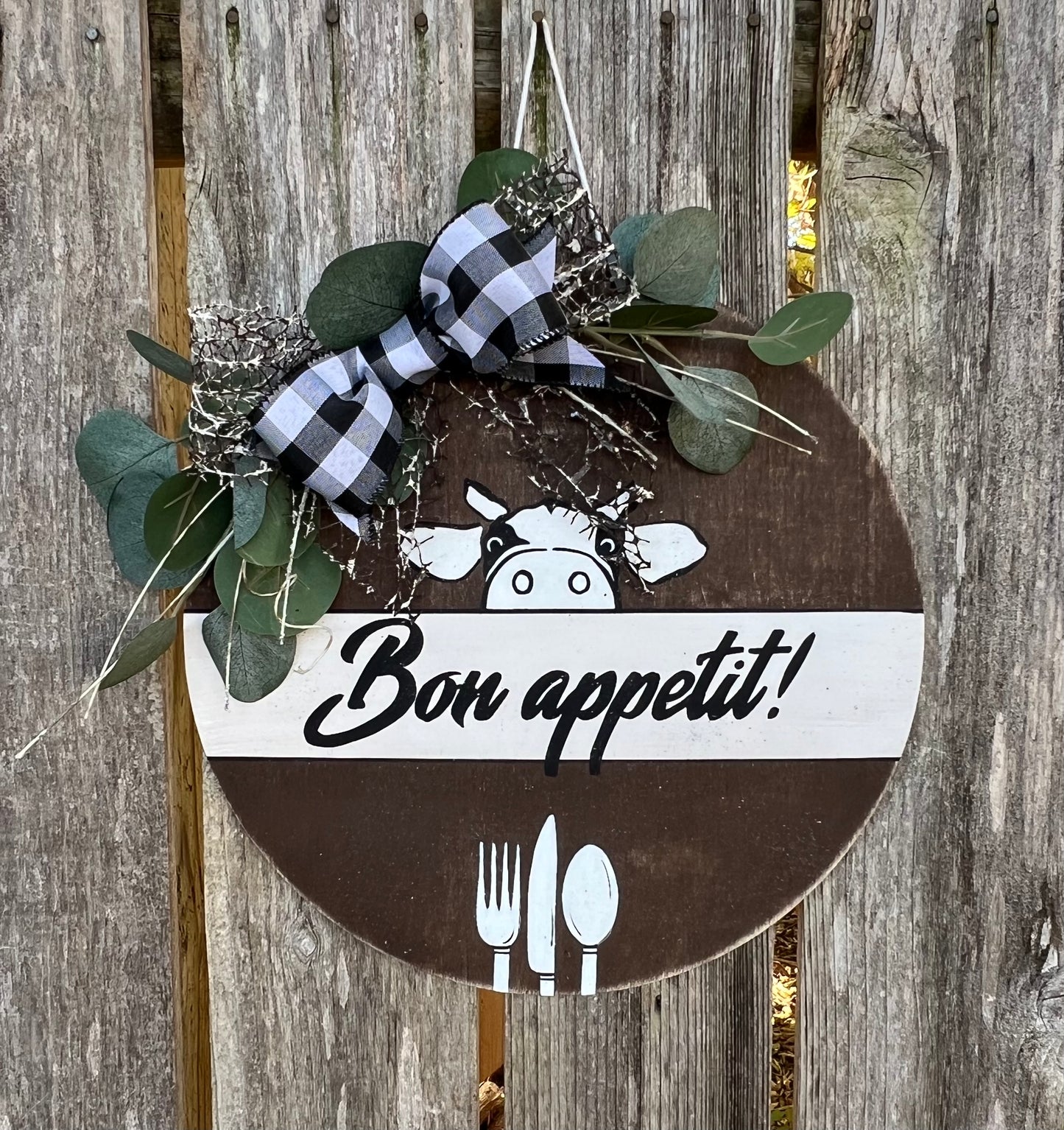 Wood Door Wreath Bon appetit