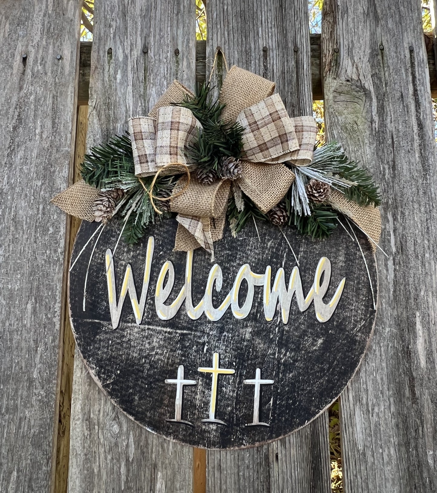 Wood Door Wreath Winter Season