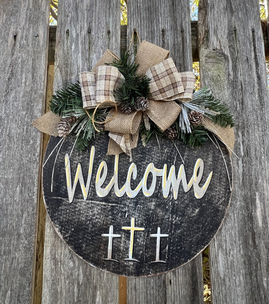 Wood Door Wreath Winter Season