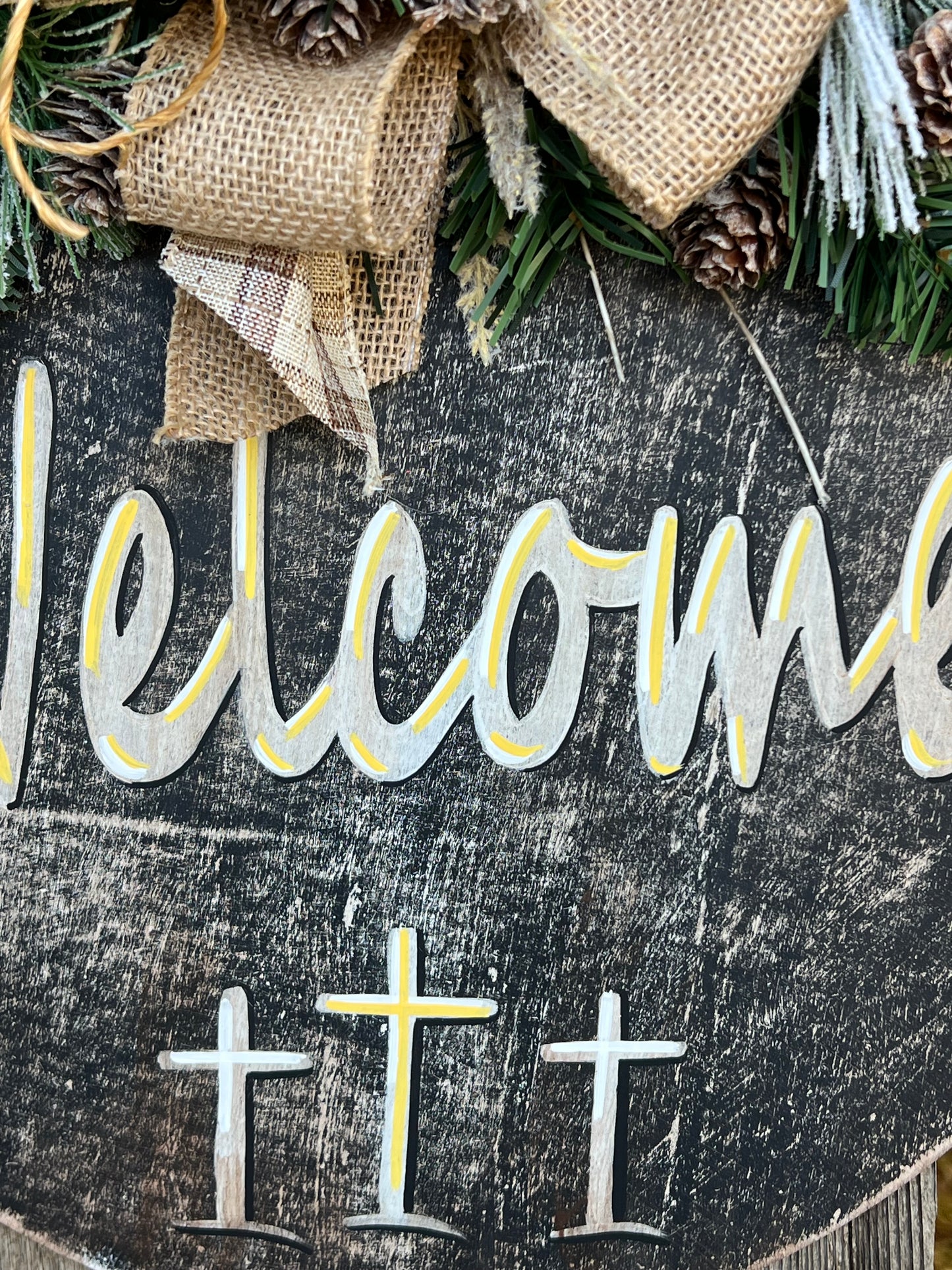 Wood Door Wreath Winter Season