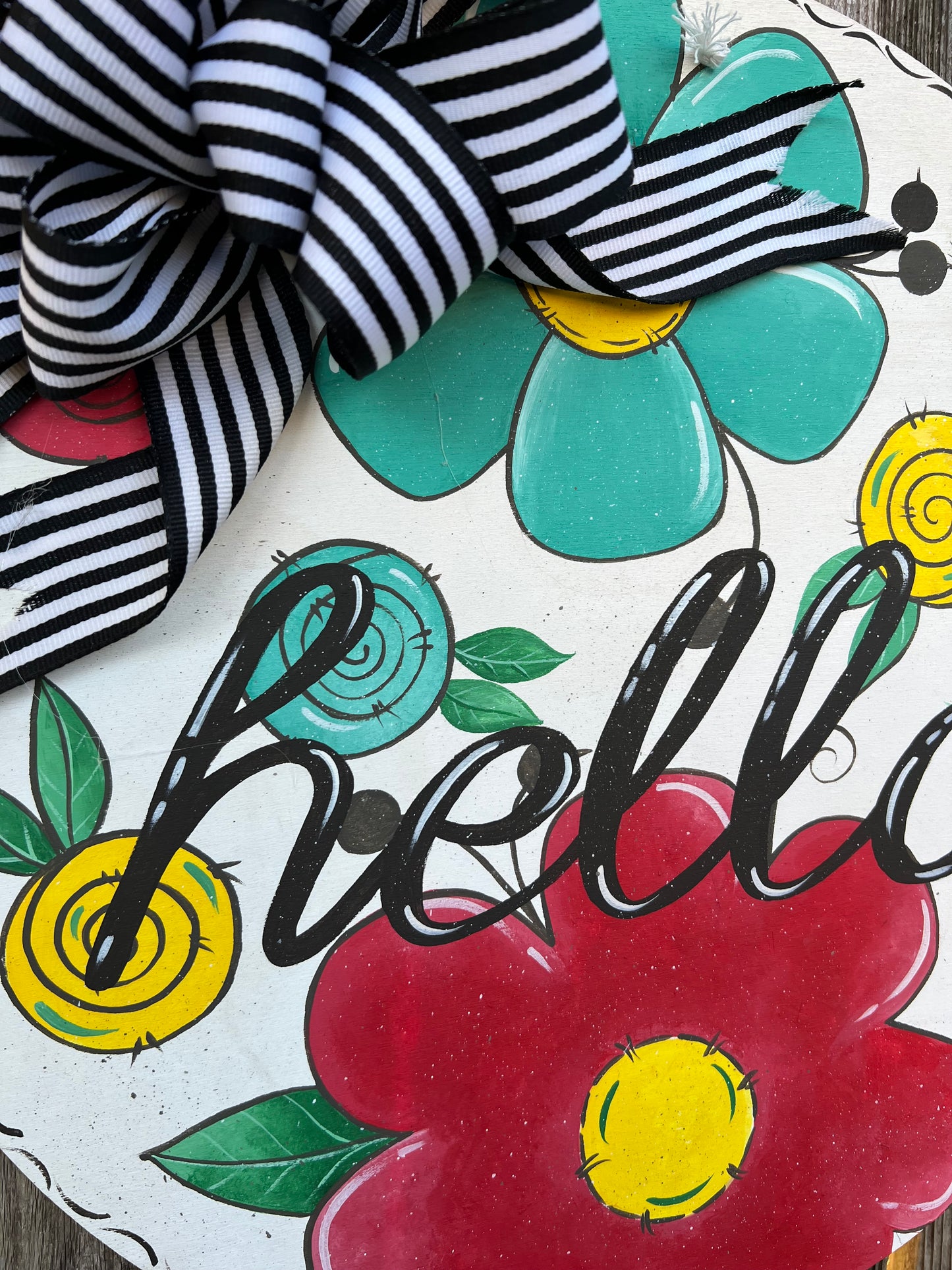 Wood Door Wreath Hello